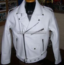 jaqueta couro branca masculina